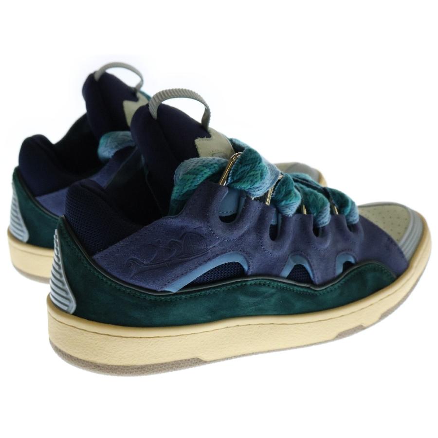 LANVIN ランバン エナメル切替 スエードスニーカー 8 27cm 深緑 LANVIN（ランバン） Leather Curb Sneakers レザー カーブ ローカット