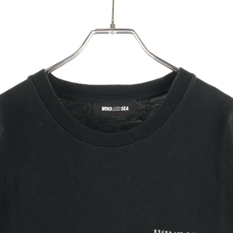 ゴッドセレクション XXX カットソー 長袖 ロゴプリント 黒 ブラック M GOD SELECTION XXX ゴッドセレクショントリプルエックス ×WIND AND SEA