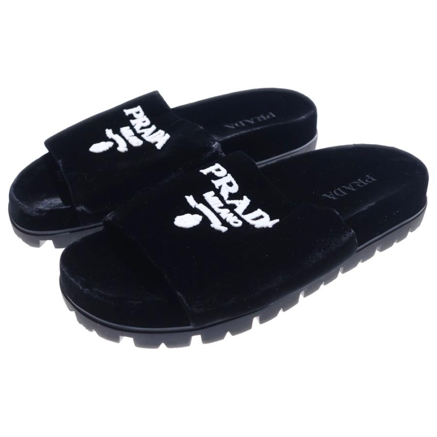 PRADA（プラダ） Velvet Flats ベロアサンダル ブラック : BRING Yahoo