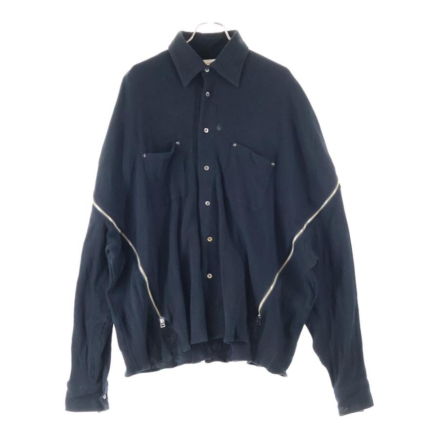 FACETASM / ファセッタズム | 2022SS | High and Low Zip Four Sleeve Shirt ハイアンドロージップ 4スリーブシャツ | 3 | グリーン / ネイビー | レディース FACETASM（ファセッタズム） ZIP SHIRT ジップデザイン 長袖シャツ