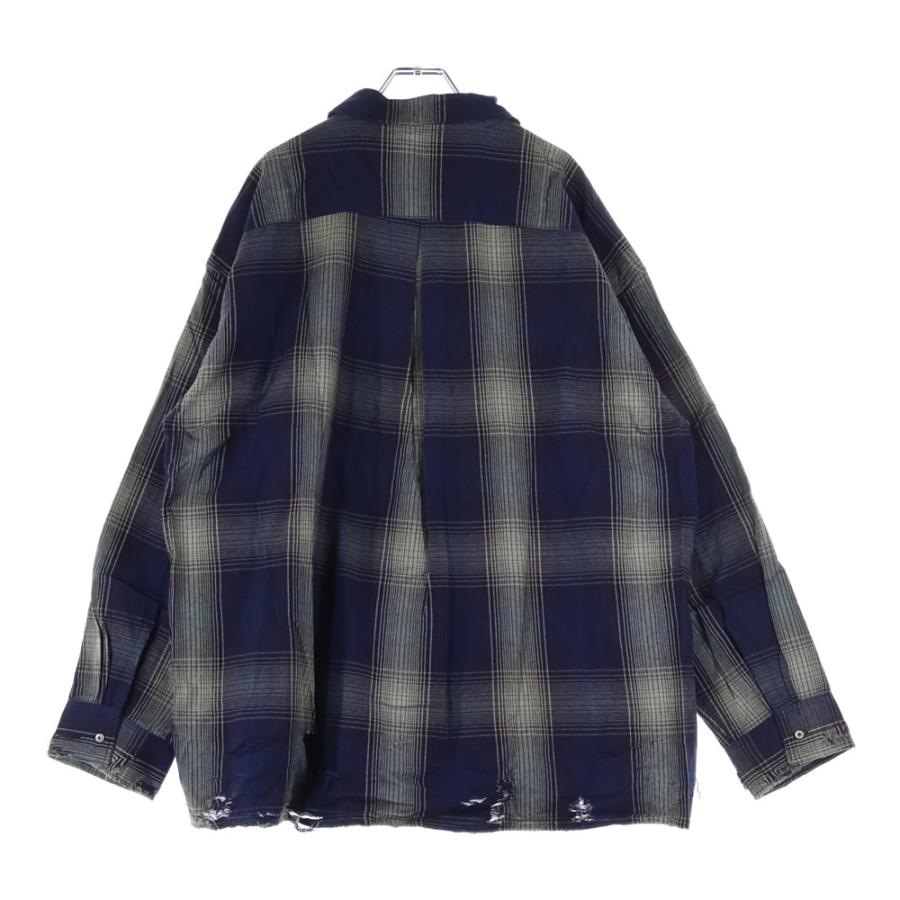 トップス ancellm damaged flannel check shirt ANCELLM - DAMAGED FLANNEL CHECK SHIRT/GRAY-BURGUNDY | NapsNote