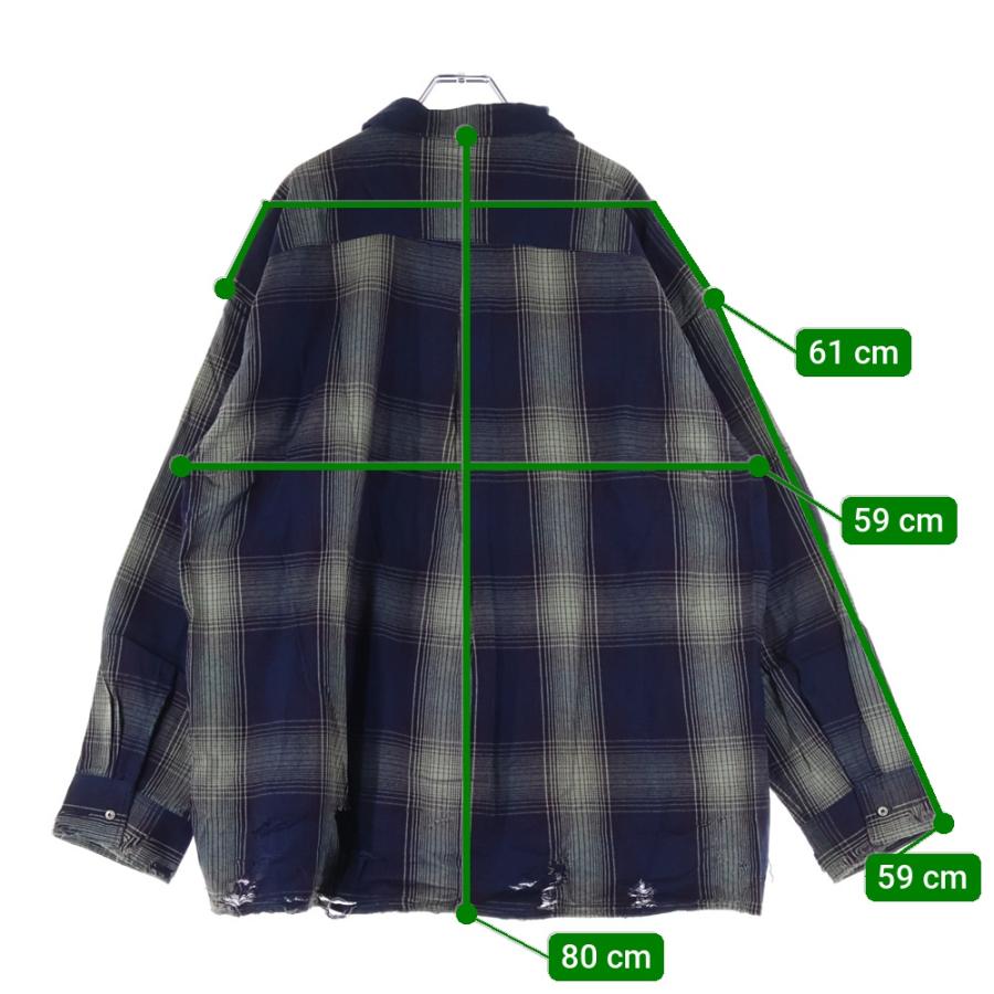 トップス ancellm damaged flannel check shirt ANCELLM - DAMAGED FLANNEL CHECK SHIRT/GRAY-BURGUNDY | NapsNote