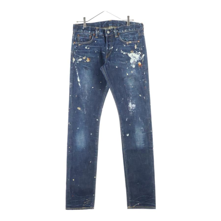 RRL ダブルアールエル ボタンフライ ペイントストレートデニムパンツ