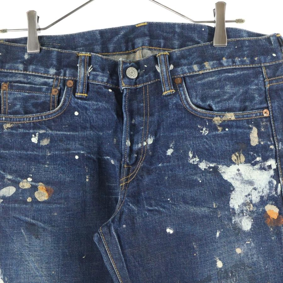 RRL ダブルアールエル ボタンフライ ペイントストレートデニムパンツ
