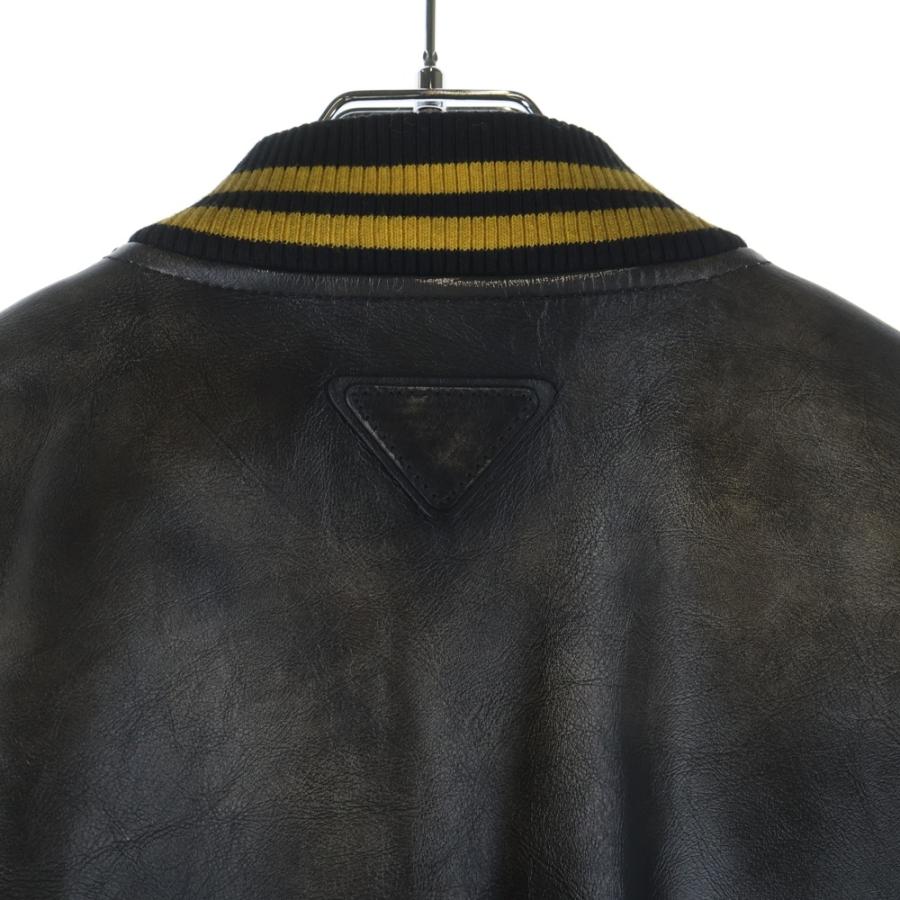 PRADA（プラダ） Leather Bomber Jacket ロゴワッペン ヴィンテージ