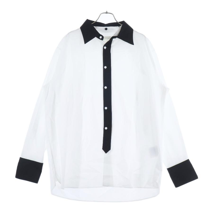 プラダ 長袖シャツ トライアングロゴ 23SS 綿 ナチュラル Sサイズ PRADA（プラダ） コットントライアングルロゴ 長袖シャツ ホワイト