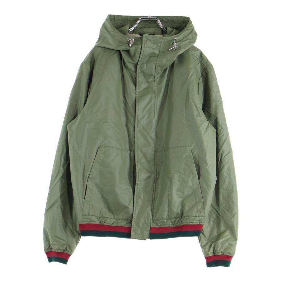 GUCCI（グッチ） ボタンアップ フーデッド ナイロンジャケット カーキ
