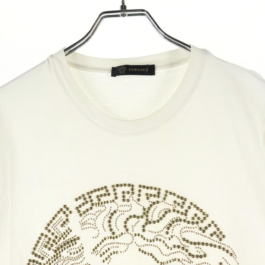 Versace ヴェルサーチ　メデューサラインストーンTシャツ　イタリア製　白 VERSACE（ヴェルサーチェ） ヴェルサーチ ラインストーンデザイン 半袖