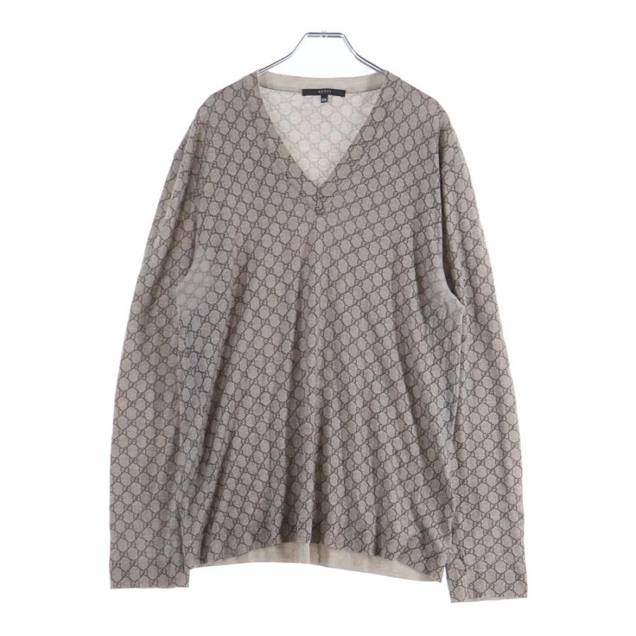GUCCI（グッチ） GG総柄 Vネック ニットセーター ベージュ 232164