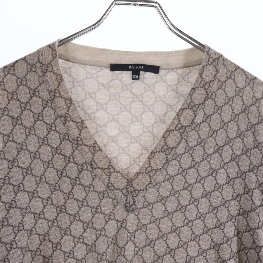 GUCCI（グッチ） GG総柄 Vネック ニットセーター ベージュ 232164