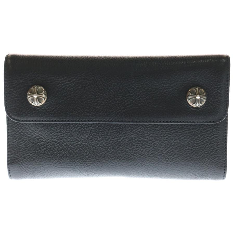 【専用】CHROME HEARTSクロムハーツ ウェーブウォレットブラックレザー CHROME HEARTS（クロムハーツ） WAVE ウェーブ レザーウォレット 財布