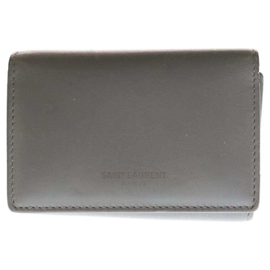 SAINT LAURENT グレー レザー キーケース SAINT LAURENT PARIS サンローランパリ レザー キーケース グレー