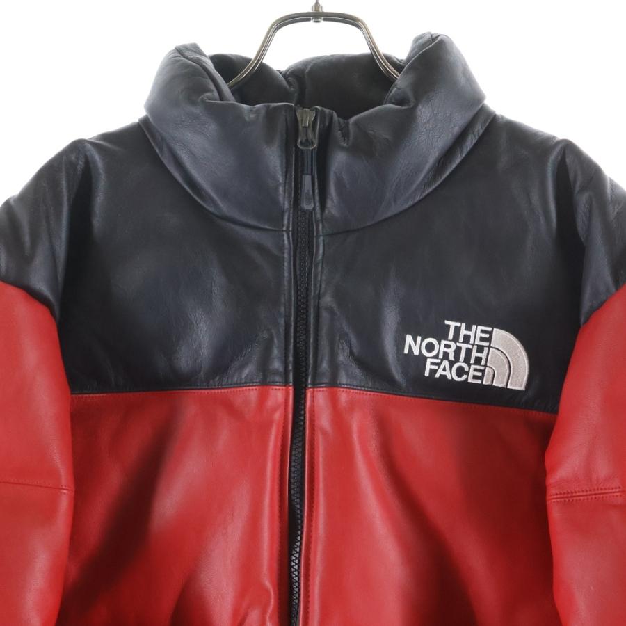 貴重 Supreme THE NORTH FACE Leather down 赤 Supreme x The North Face Leather Mountain Parka Jacket Red Black White