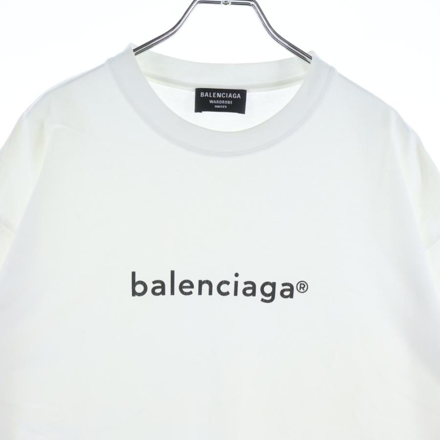 BALENCIAGA バレンシアガ リップ 半袖Tシャツ カットソー 白 BALENCIAGA - バレンシアガ 半袖カットソー new copyrightロゴ 白 Sの