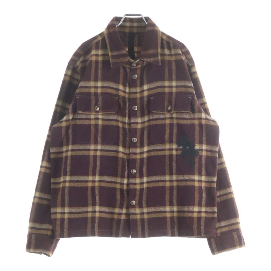 CHROME HEARTS クロムハーツ  総柄 チェック ネルシャツ CHROME HEARTS クロムハーツネルシャツ クロスパッチ付き | chromehearts