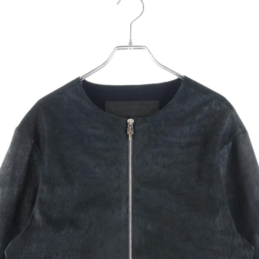 CHROME HEARTS クロムハーツ Collarless Leather Jacket 裏地カシミヤ ラムレザーノーカラージャケット ブラック CHROME HEARTS（クロムハーツ） Collarless Leather Jacket 裏地