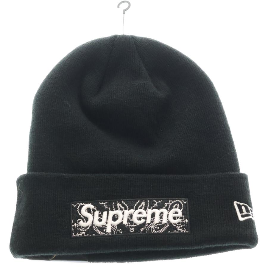 Supreme NEW ERA BOXロゴ　バンダナ　ビーニー　ブラック　黒 Supreme（シュプリーム） 19AW ×NEW ERA Bandana Box logo Beanie