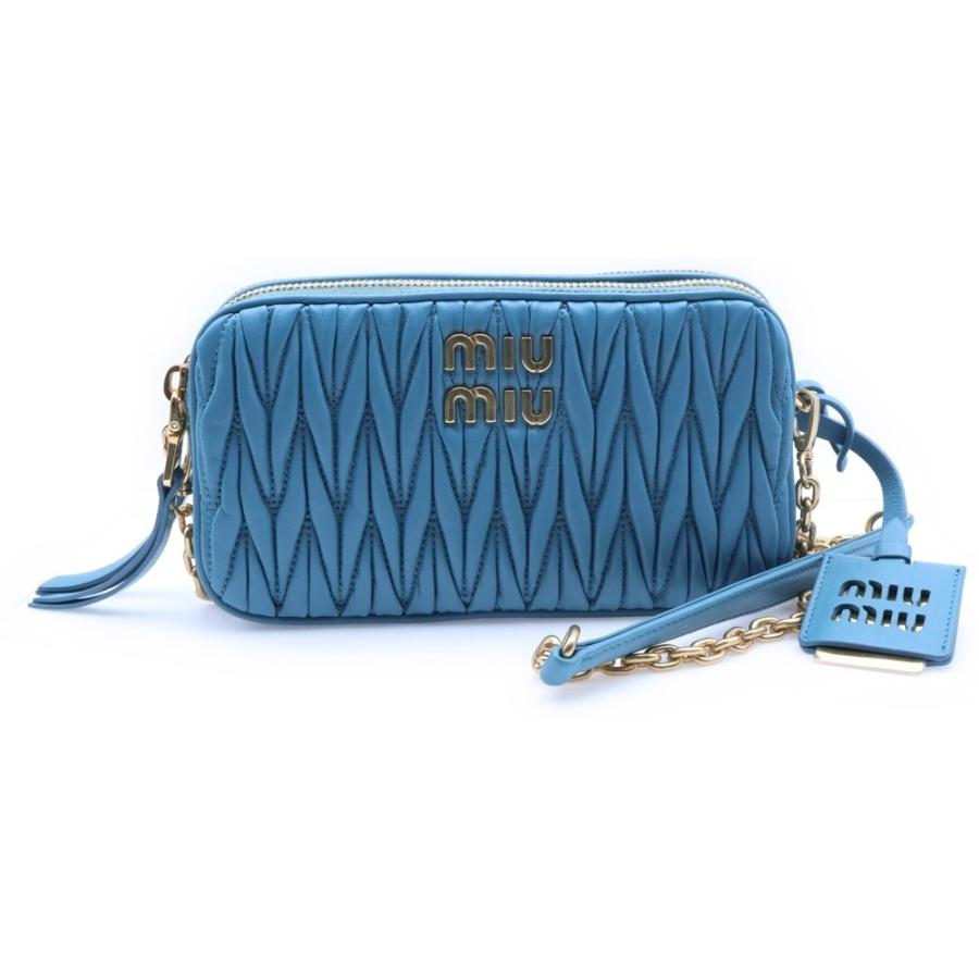 miumiu ミュウミュウ マテラッセ ミニ レザーショルダーバッグ ブルー