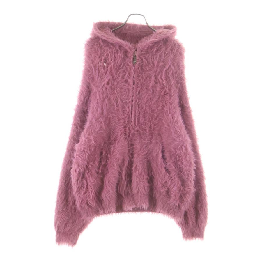 thugclub ファー パーカー ピンク スウェット トレーナー 韓国 THUG CLUB サグクラブ 24AW フェイクファー シャギージップアップ