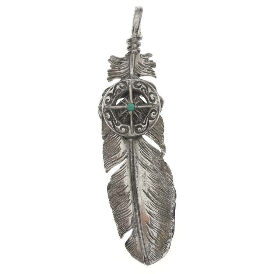 SAAD フェザー ネックレス ホイール ターコイズ 925 Silver SAAD サード Feather Wheel Turquoise Necklace Pendant フェザー