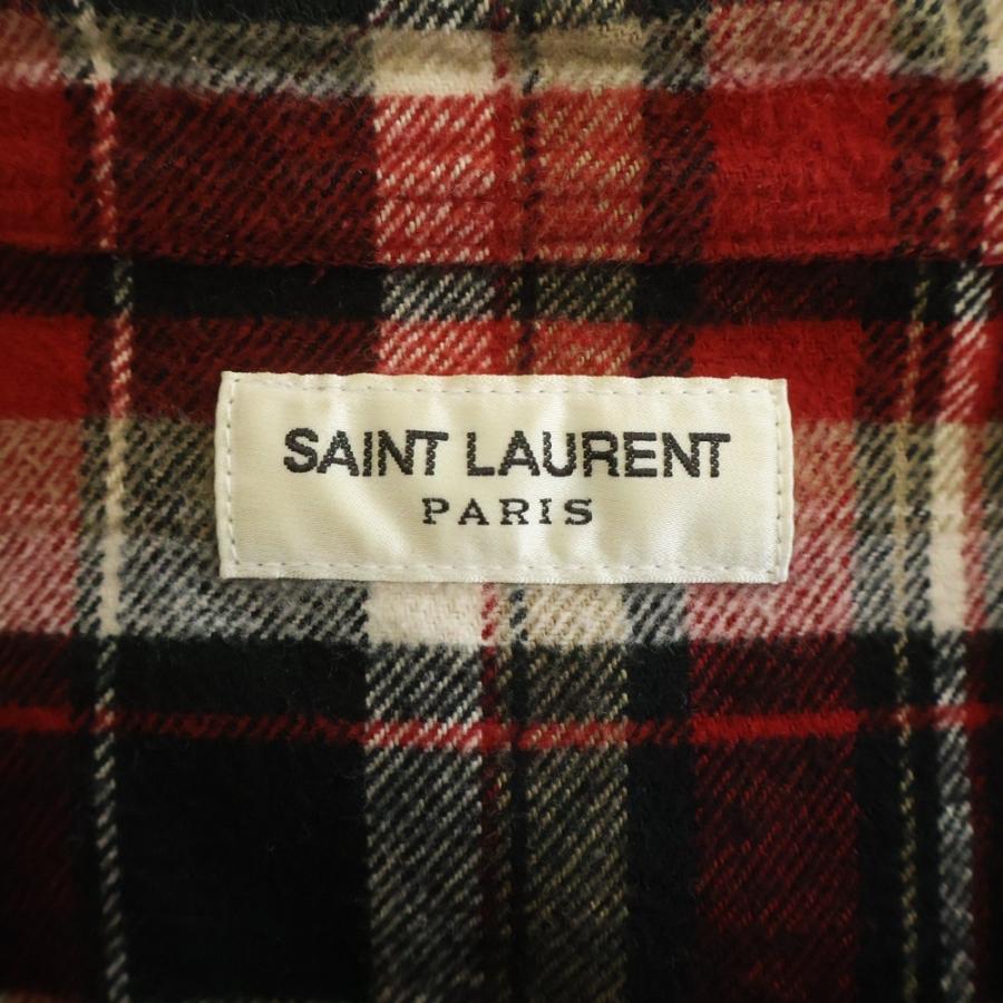 SAINT LAURENT PARIS (サンローランパリ) 長袖チェックシャツ レッド