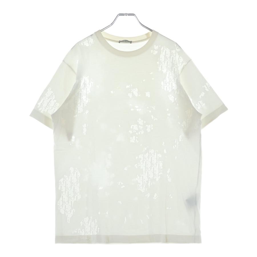 DIOR ディオール オブリーク エンボス Tシャツ ホワイト 実寸S〜M相当 DIOR ディオール オブリーク シアー加工 半袖Tシャツ カットソー