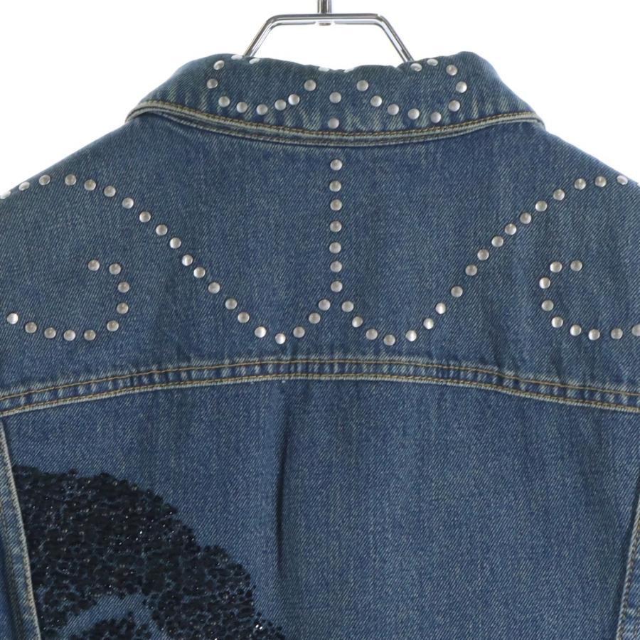 サンローランパリ ビーズ刺繍 デニムジャケット SAINT LAURENT PARIS サンローランパリ スパンコール スタッズ装飾