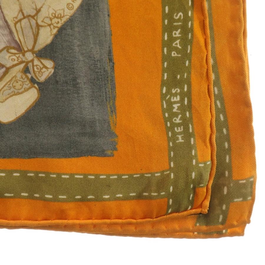 HERMES エルメス カレ70 パリモナミ スカーフ オレンジ