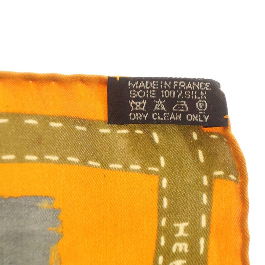 HERMES エルメス カレ70 パリモナミ スカーフ オレンジ