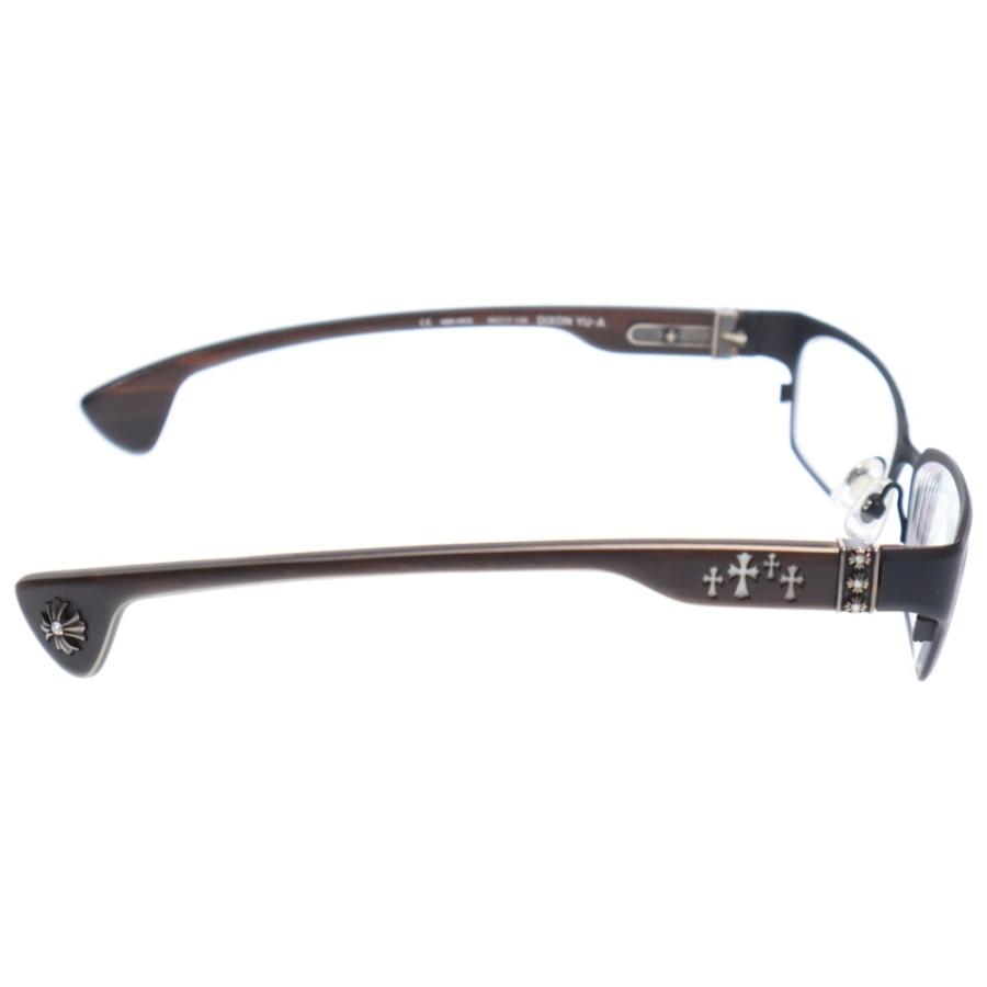 CHROME HEARTS クロムハーツ DIXON YU-A CHプラス セメタリークロス エボニーウッド アフターダイヤ スクエア眼鏡 ブラック/ブラウンの画像