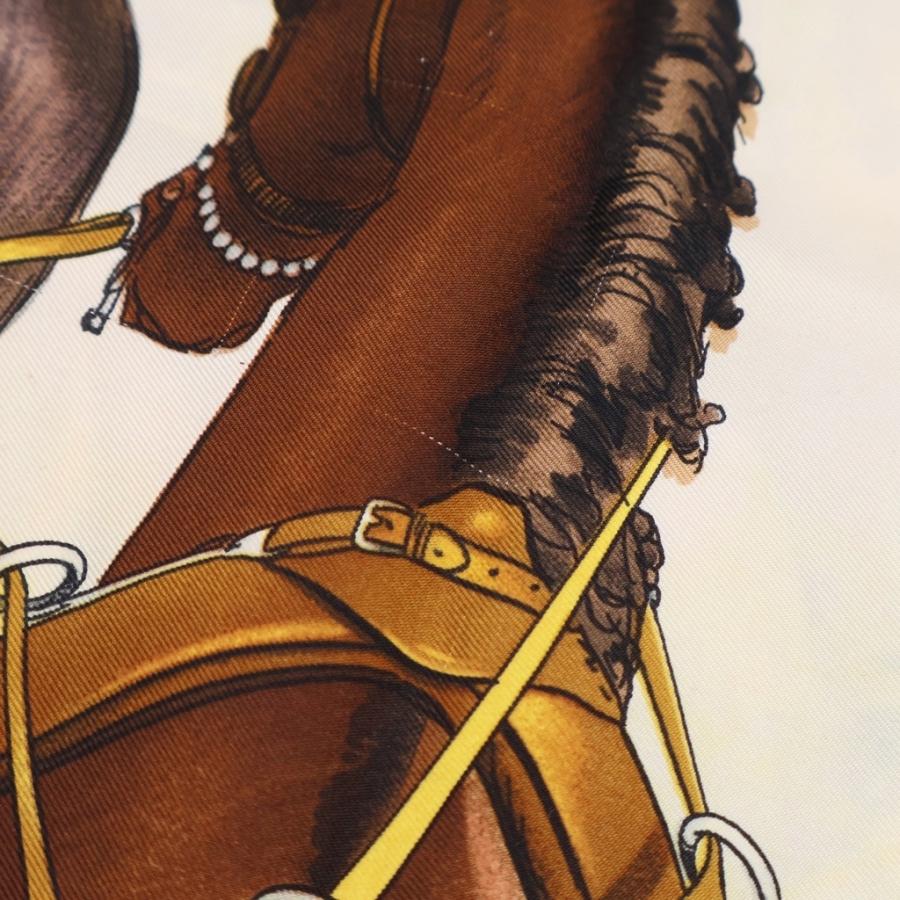 HERMES（エルメス） カレ90 馬車弓形連 シルクスカーフ ブラウン