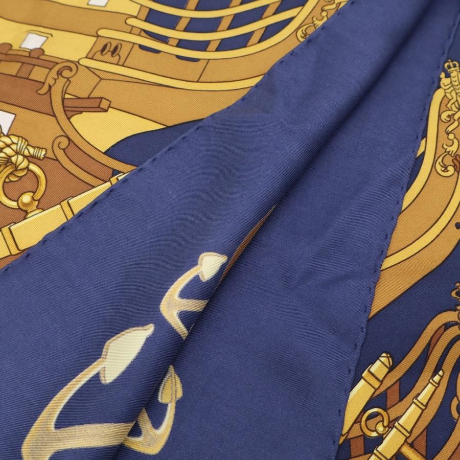 【未使用に近い】HERMESエルメス カレ90 スカーフ イースター ネイビー HERMES（エルメス） カレ90 Proteus Scarf プロテウススカーフ 総柄
