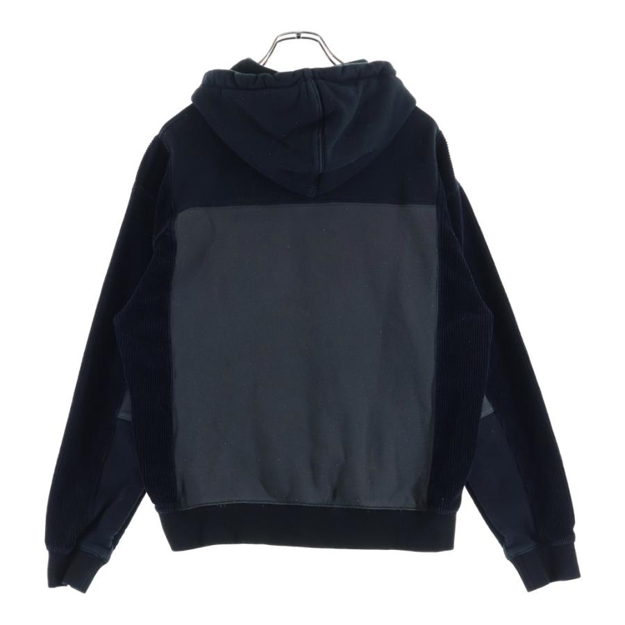 KITH キス フロントロゴデザイン コーデュロイ切り替え フーデッド スウェット トレーナ ブラック KHM031504 KITH（キス） フロントロゴデザイン コーデュロイ切り替え フーデッド