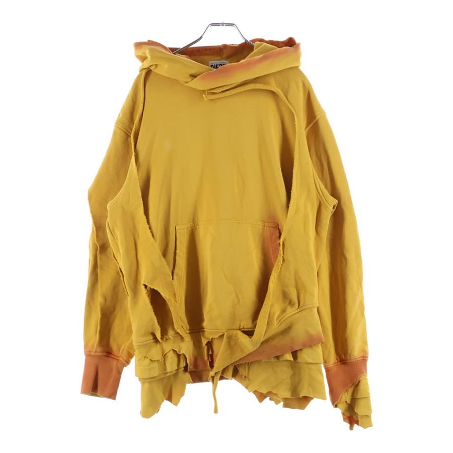DIESEL ディーゼル S-STRAHOOP HOODIE プルオーバーパーカー フーディー ダメージ加工 イエロー A09910 DIESEL（ディーゼル） S-STRAHOOP HOODIE プルオーバーパーカー