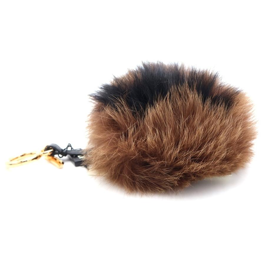 FENDI フェンディ フォックス ラムスキン ロゴデザイン ポンポンチャーム ブラウン 7AR683-A3VC-F0TWL-の画像