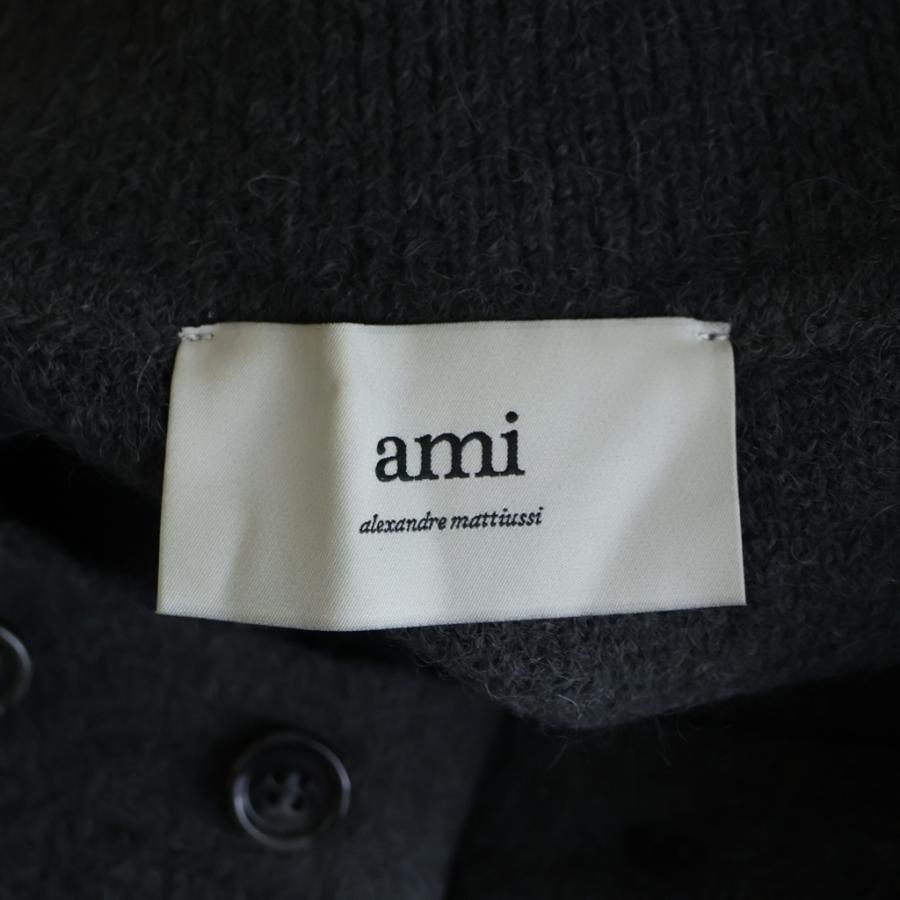 ami paris アミパリス ハート刺繍 ニットポロ セーター グレー UPL325