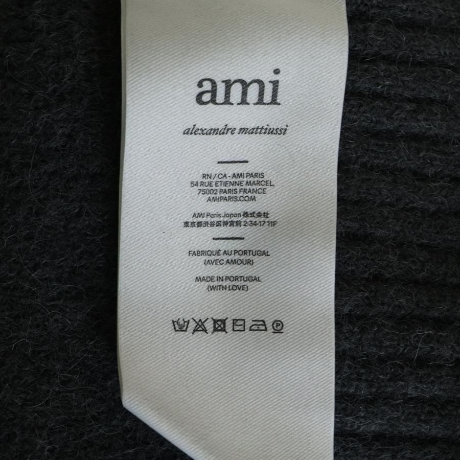 ami paris アミパリス ハート刺繍 ニットポロ セーター グレー UPL325
