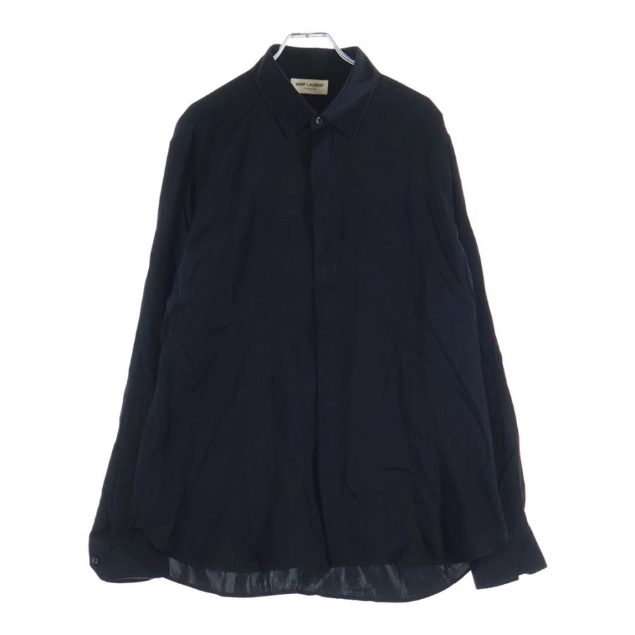 SAINT LAURENT PARIS サンローランパリ 比翼ボタン シルク 長袖シャツ 