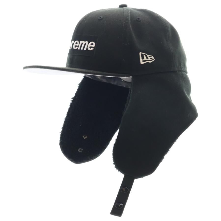 SUPREME シュプリーム 21AW ×NEW ERA Box Logo Flight Cap ニューエラ ボックスロゴ フライトキャップ ブラック G2711182021 Supreme（シュプリーム） 21AW ×NEW ERA Box Logo Flight Cap