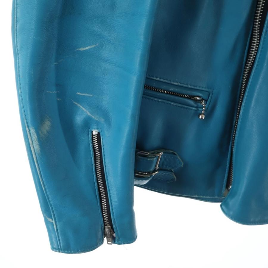 Lewis Leathers ルイスレザー LIGHTHING TIGHT ライトニング タイト カウハイド ダブルライダースジャケット ターコイズ Lewis Leathers ルイスレザー LIGHTHING TIGHT ライトニング タイト