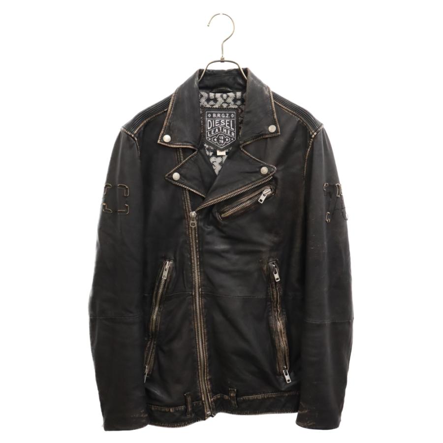DIESEL ディーゼル B.R.G.Z ヴィンテージ加工 ラムレザー ライダース 