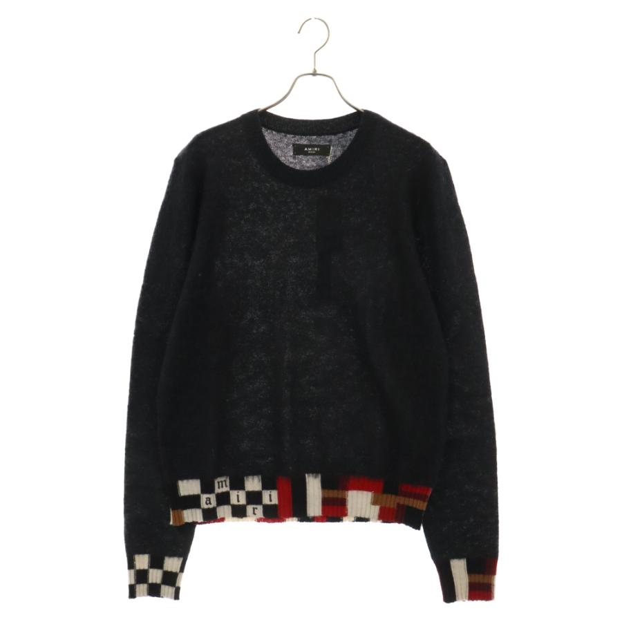 AMIRI（アミリ） 22AW CHECKERED HEM CREW モヘアニットクルーネック