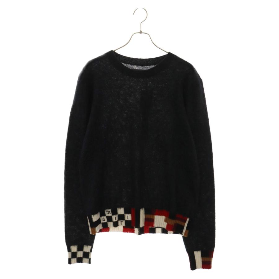 AMIRI アミリ 22AW CHECKERED HEM CREW モヘアニットクルーネック 