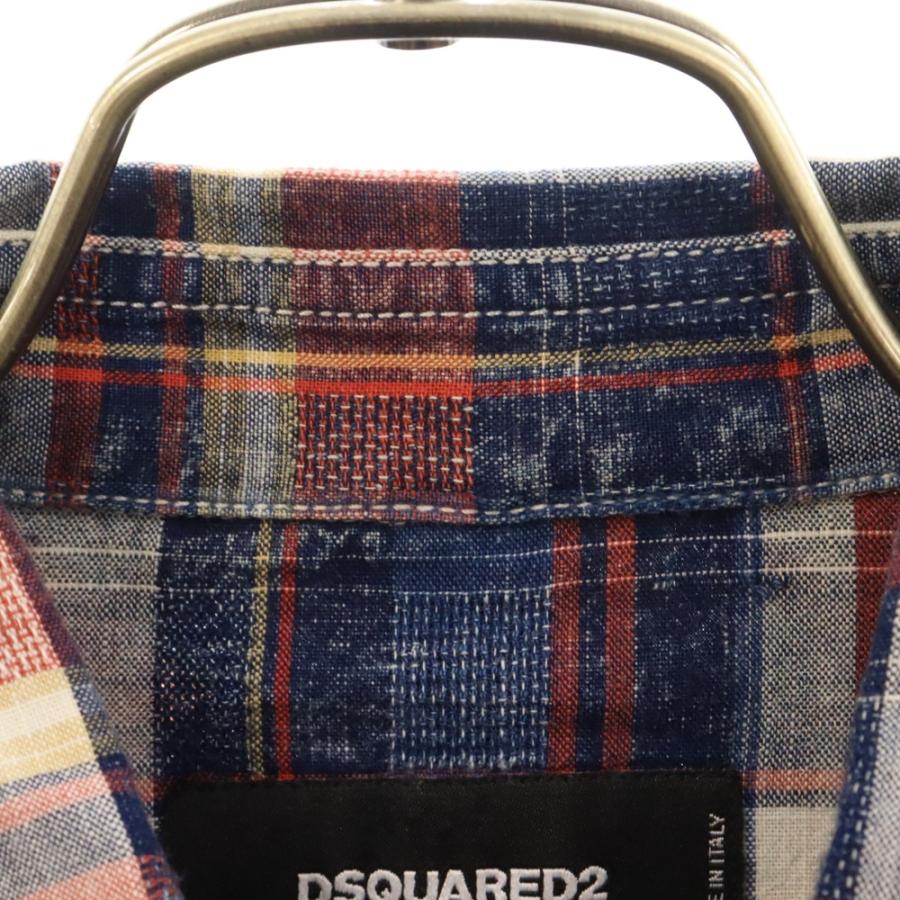 DSQUARED2 (ディースクエアード) 切り替え ナイロン×ネルシャツ DSQUARED2 ディースクエアード 18SS Western Shirt ロゴタブ