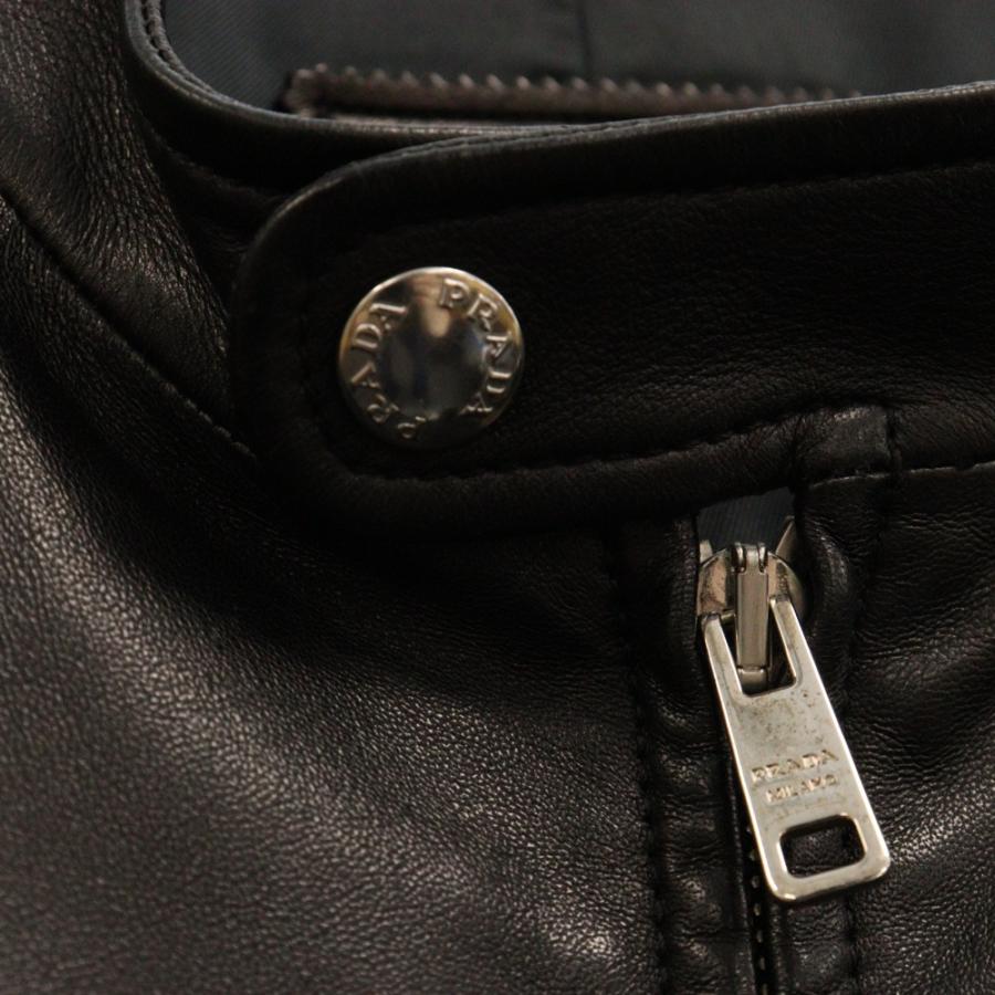 PRADA プラダ シングルラムレザーライダースジャケット ブラック PRADA プラダ シングルラムレザーライダースジャケット ブラック