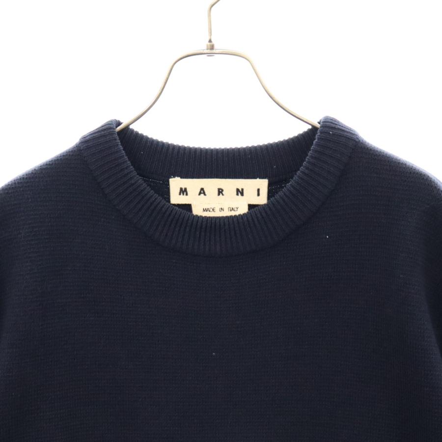 MARNI マルニ 17SS クルーネック半袖ニットシャツ ネイビー M05HA0070 