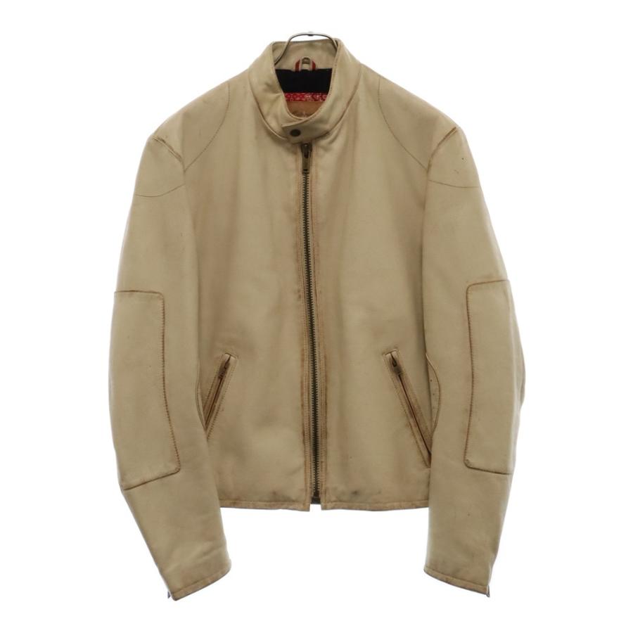 GUESS（ゲス） シングルライダースジャケット ベージュ 45‐689344