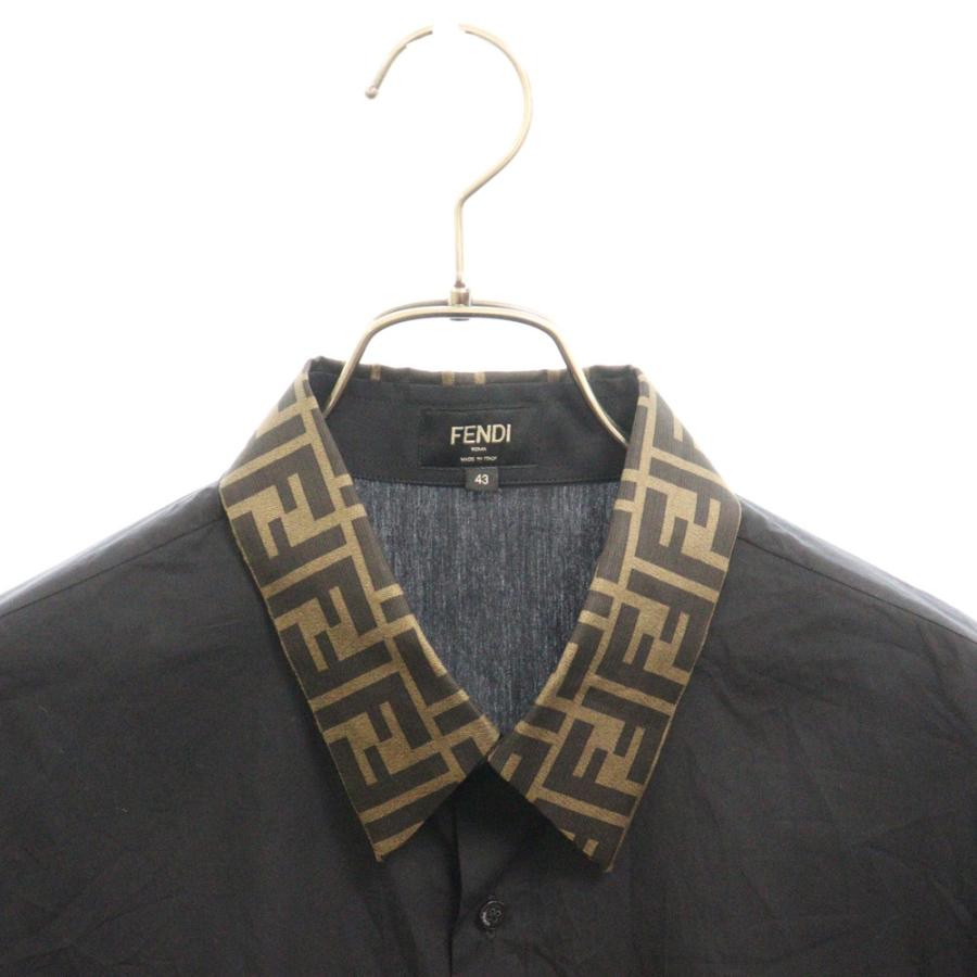 FENDI フェンディ 襟ズッカ柄 長袖シャツ ブラック FS0751 A4S6 