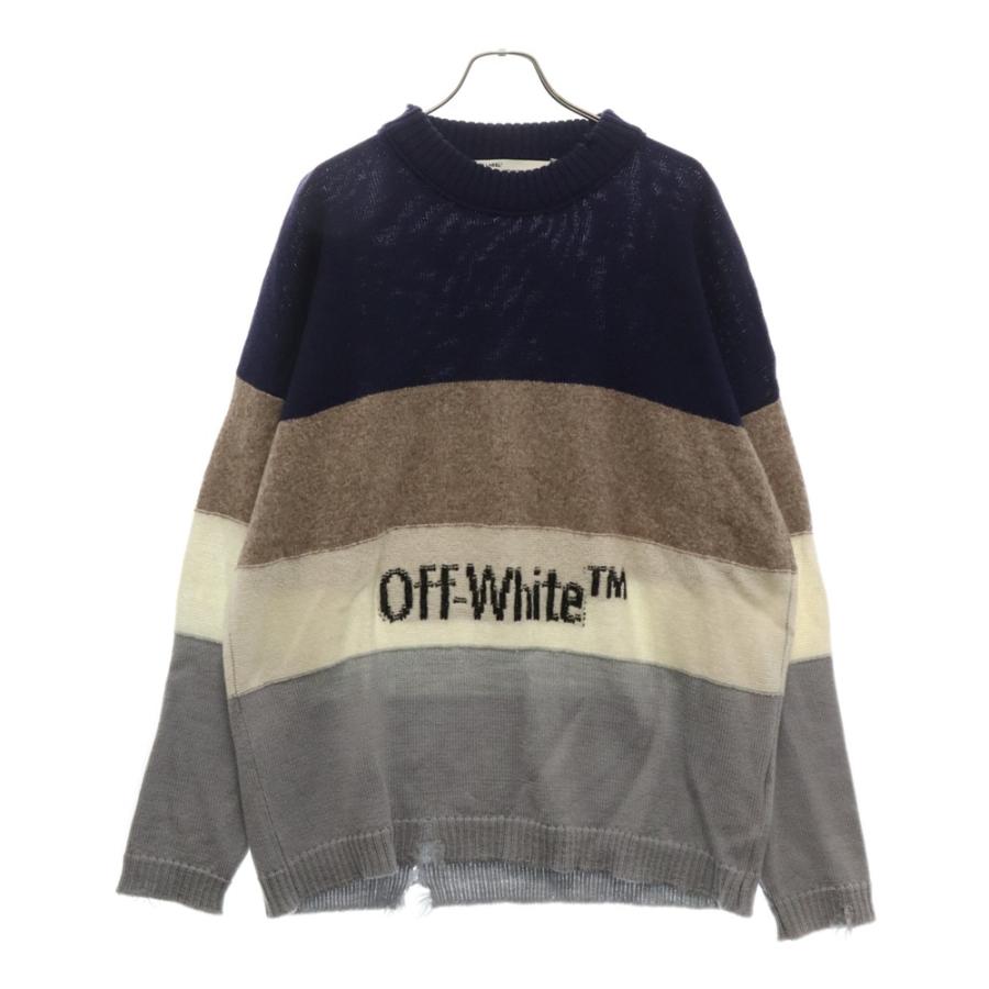 OFF-WHITE オフホワイト 19AW Logo Intarsia Striped Knit クルー