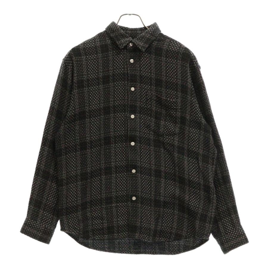 Supreme ブラック/グレー チェック 長袖シャツ
